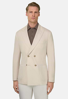 BROOKLYN | Micro Textured Double-Breasted Jacket in Pure Cotton