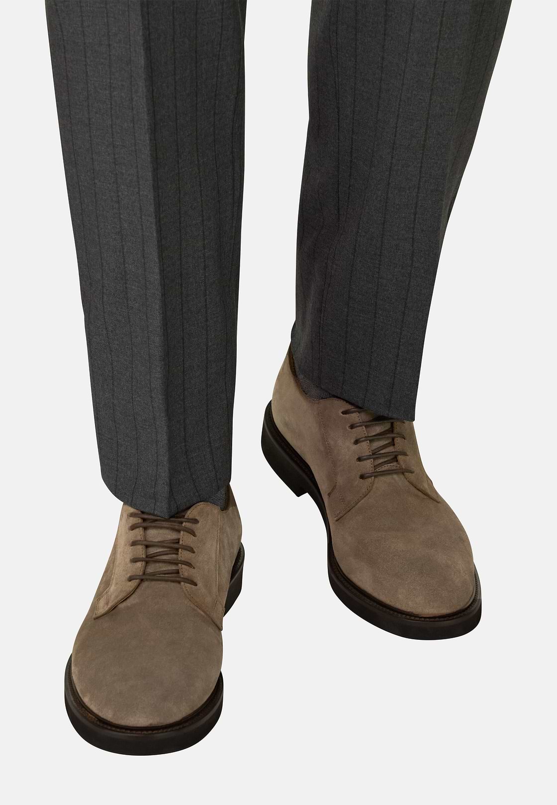 Derby Shoes in Suede Leather, Taupe, hi-res, 2