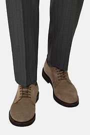 Derby Shoes in Suede Leather, Taupe, thumb, 2