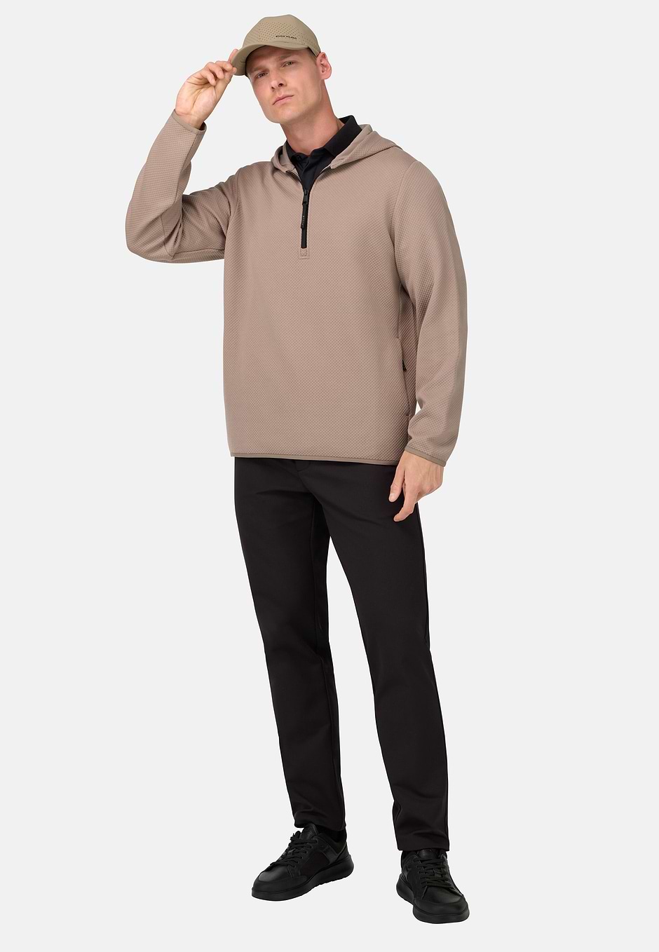 Half-Zip Hoodie, Taupe, hi-res