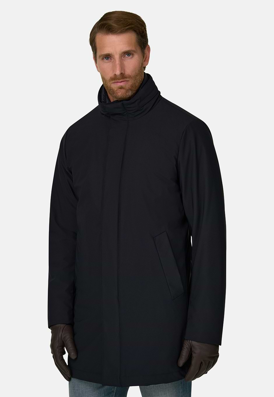 Car Coat En Tissu Technique Matelassé, bleu marine, hi-res