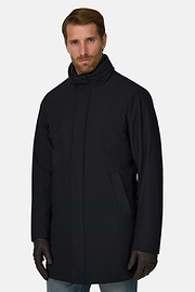 Car Coat in Padded Technical Fabric, Navy blue, thumb, 1