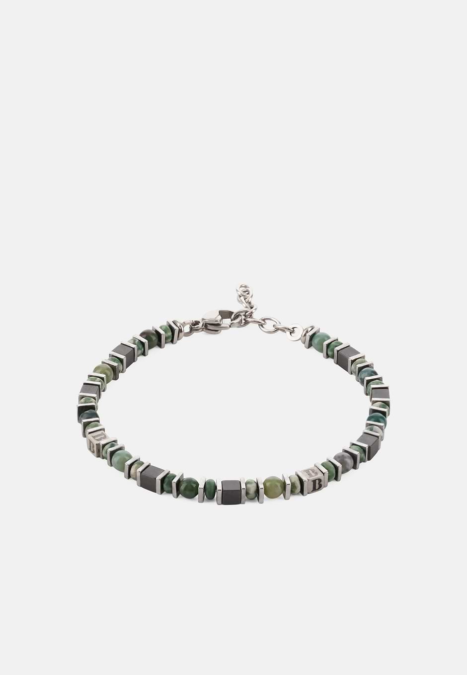 Bracciale In Acciaio Con Perline In Sodalite, Verde, hi-res