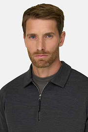 Quarter-Zip Sweatshirt in WOOLTECH Wool Blend Diagonal, Charcoal, thumb, 3