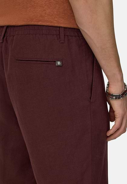 Bermudas in Linen, Burgundy, hi-res