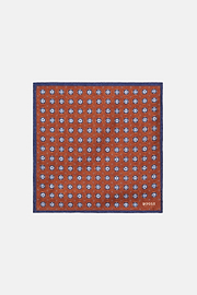 Silk Pocket Square With Medallions Pattern, Orange, hi-res