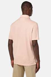 Cotton/Linen Piqué Polo Shirt, Pink, hi-res
