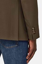 Giacca In Pura Lana Crepe, Marrone, hi-res