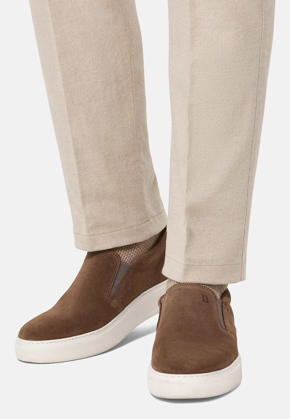 Suede Slip-Ons, Taupe, hi-res
