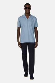 Polo In Misto Lino, Azzurro, thumb, 2