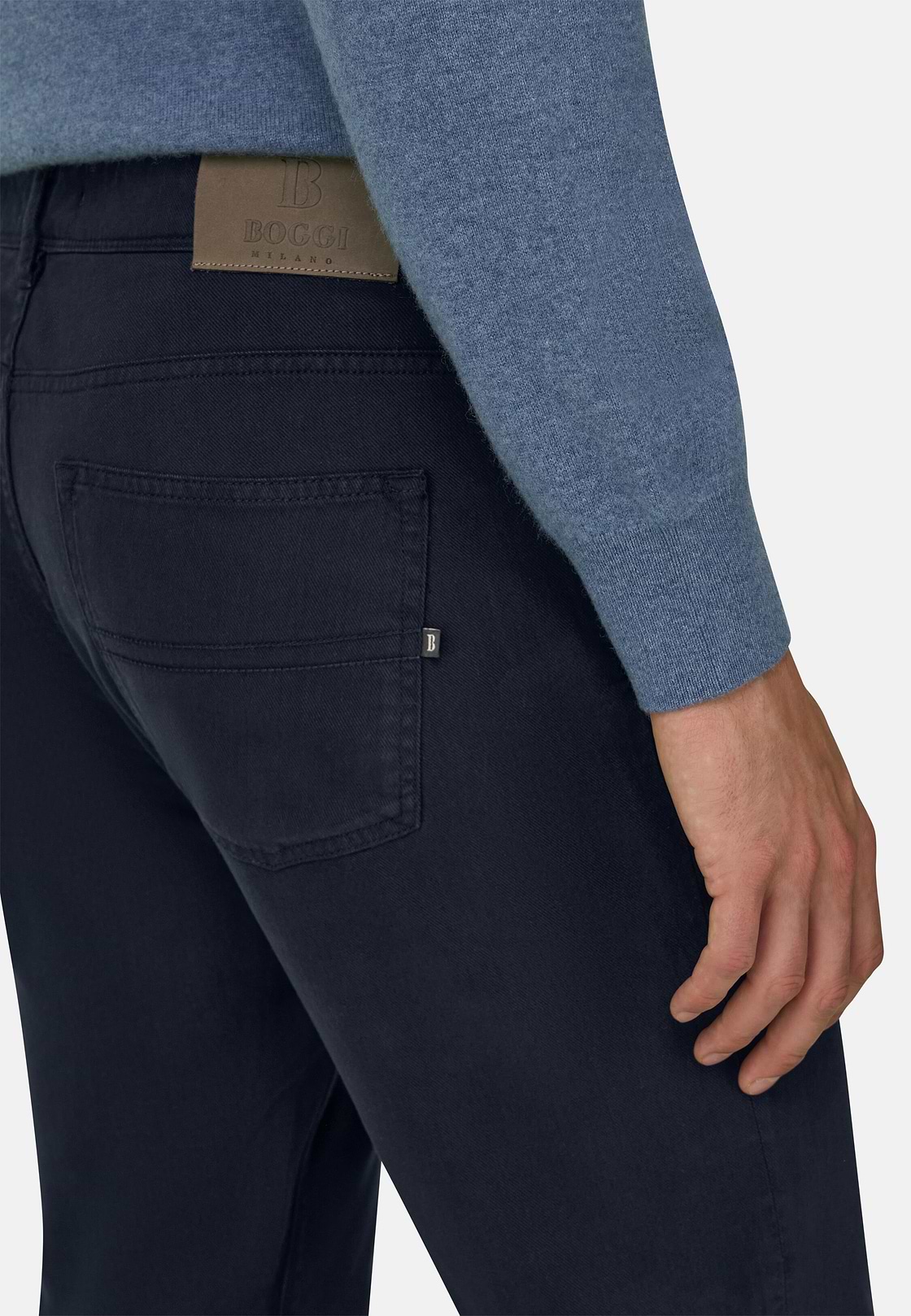 Jeans in Katoen Tencel Elastisch, Navy blue, hi-res, 3