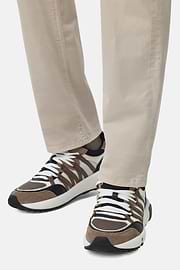 Technical Fabric and Leather Trainers, White - Taupe, hi-res