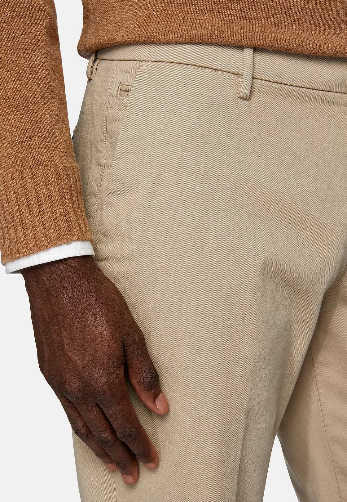 Stretch Cotton Trousers, Beige, hi-res