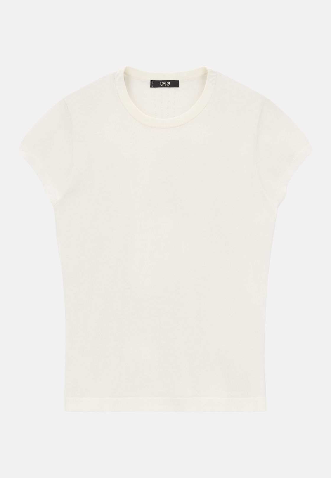 T-Shirt Aus Baumwoll-Seiden-Strick, Weiß, hi-res, 5