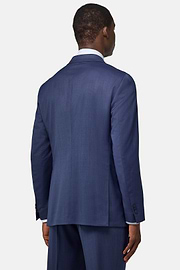 Micro Pattern Double-Breasted Suit in Pure Wool, Blue, hi-res