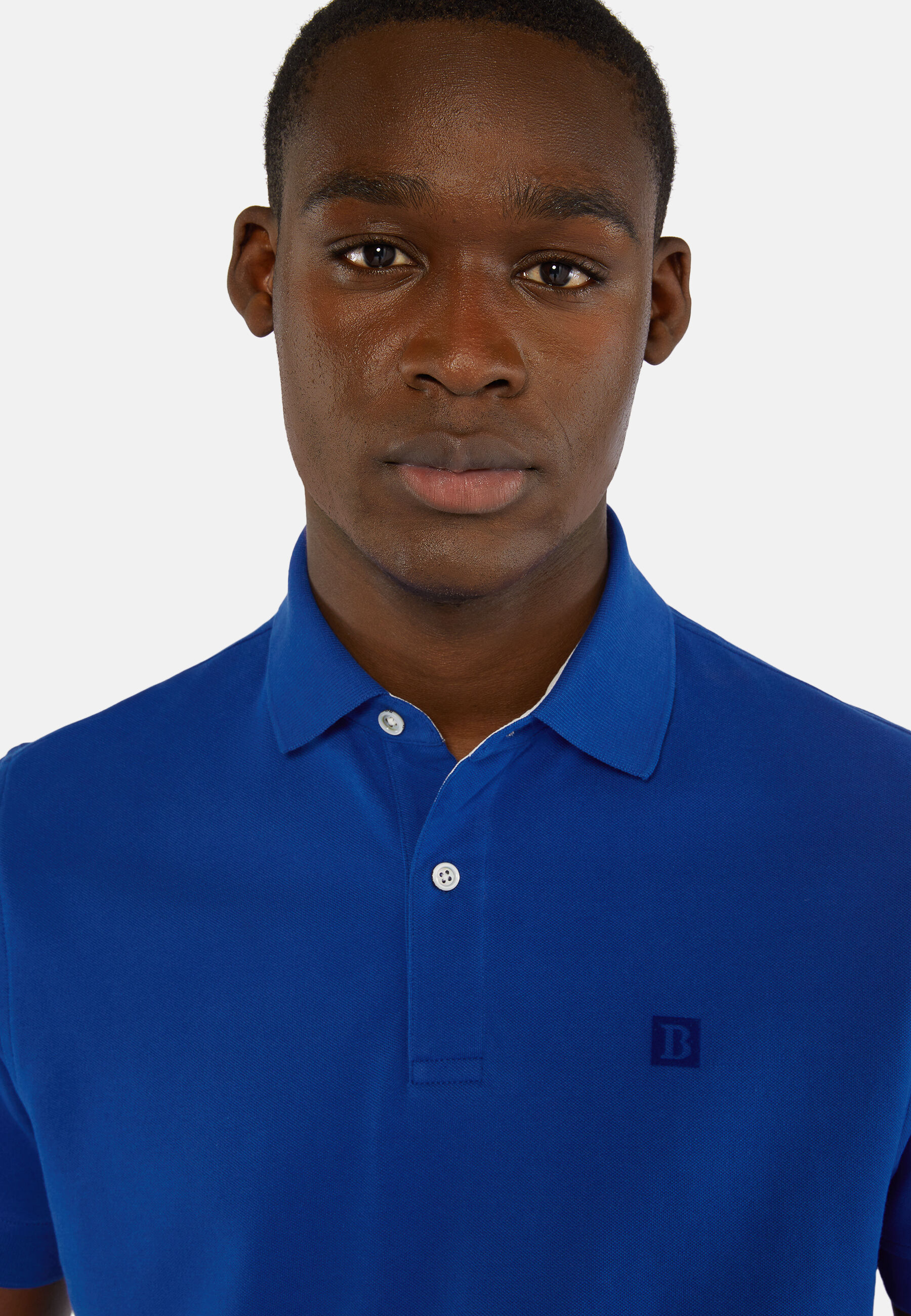 Cotton Piqué Polo Shirt, Blue, hi-res