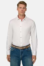 Polo Shirt in Cotton and Silk Regular Fit, White, thumb, 1