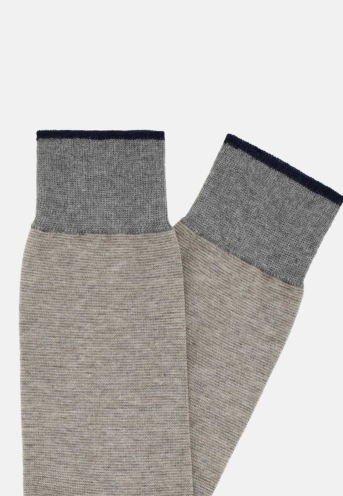 Striped Cotton Socks, Grey, hi-res