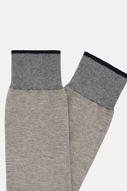 Striped Cotton Socks, Grey, hi-res