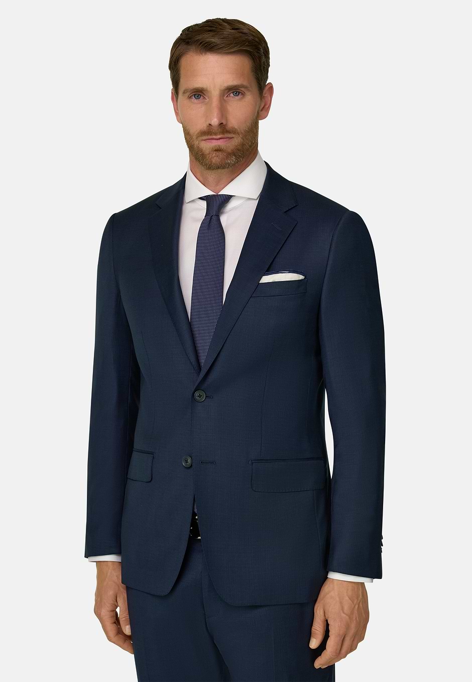 Suit Micro Patterned Stretch Wool, Navy blue, hi-res