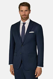 Suit Micro Patterned Stretch Wool, Navy blue, thumb, 1