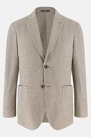 B Jersey Micro Textured Jacket in a Linen and Cotton Blend, Brown, thumb, 5