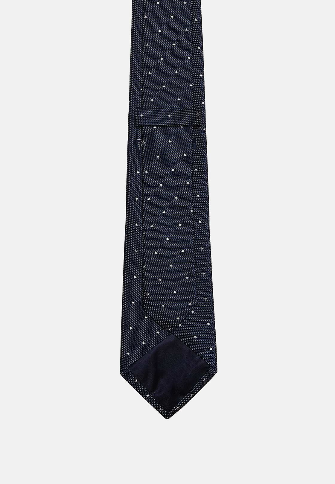 Polka Dot Silk Tie, Navy blue, hi-res