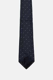 Polka Dot Silk Tie, Navy blue, hi-res