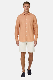 Camicia In Tencel Lino Regular Fit, Arancione, thumb, 2