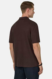 Polo En Jersey De Lin Extensible, Marron foncé, thumb, 3