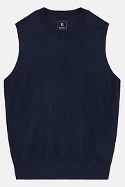 Rundhalspullover Aus Superfeiner Merinowolle Und Seide, Navy blau, thumb, 5