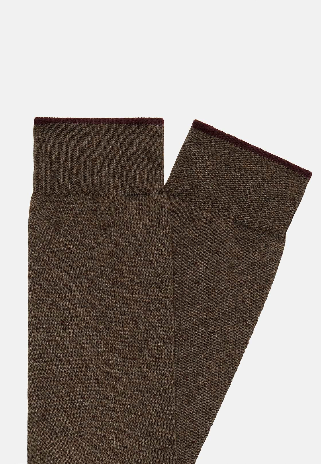 Pinpoint Design Socks in Organic Cotton, Brown, hi-res