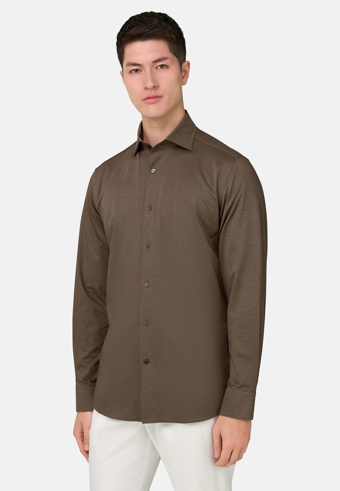 Polohemd Aus Japanischem Jersey Regular Fit, Braun, hi-res, 1