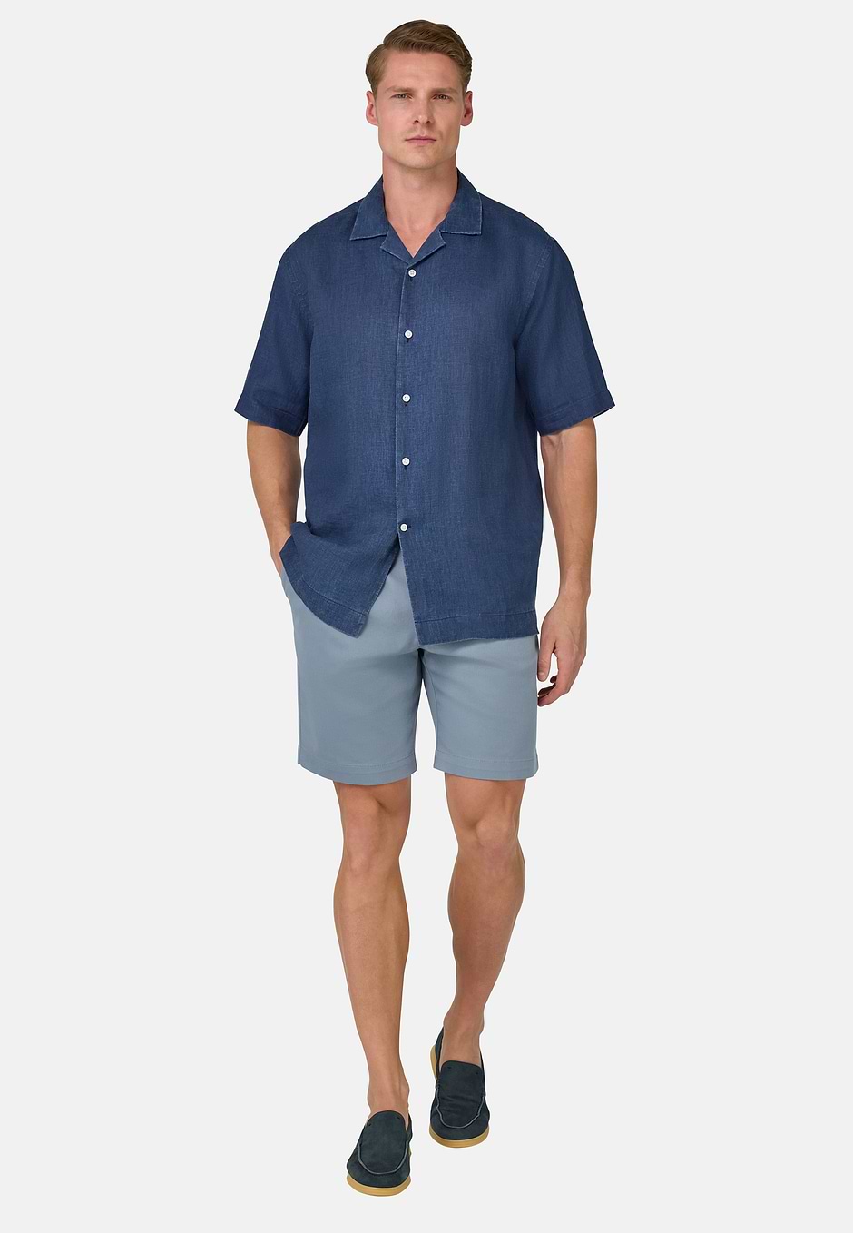 Regular Fit Linen Shirt, Navy blue, hi-res