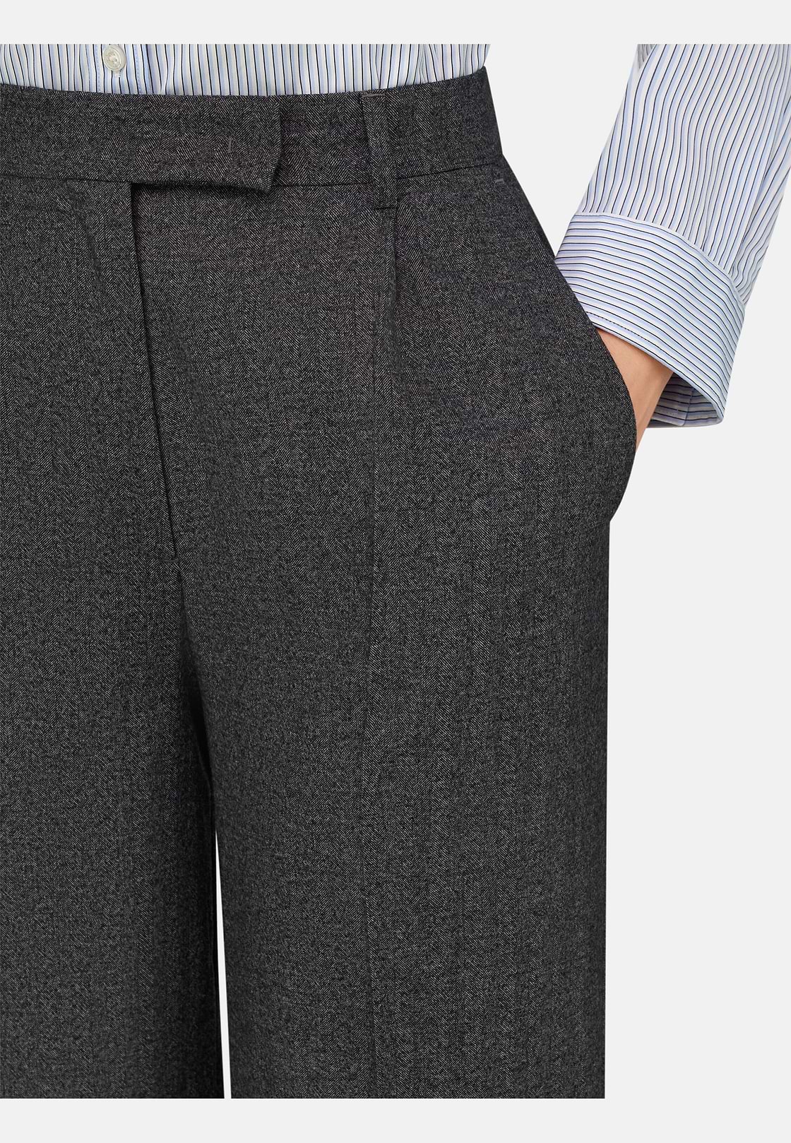 Broek van Wol met Eén Plooi, Grey, hi-res, 3