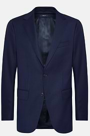 Blue Micro Textured Wool Jacket, Navy blue, hi-res