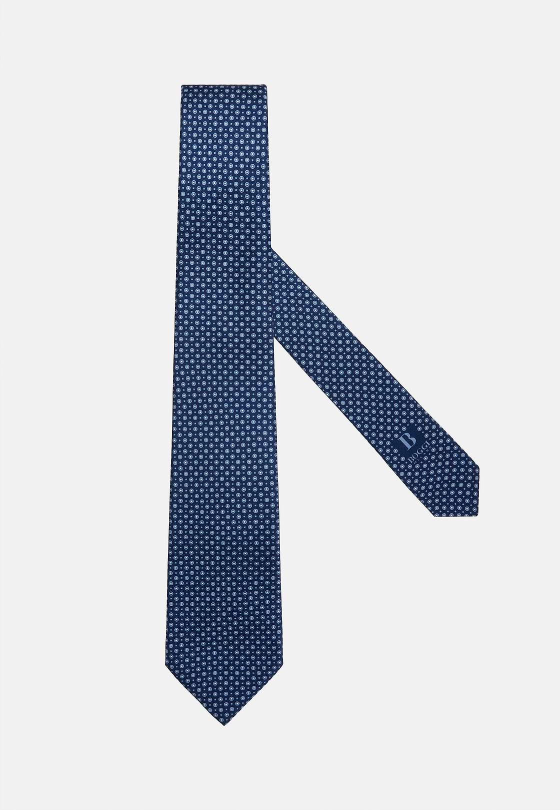 Geometric Motif Silk Tie, Blue, hi-res