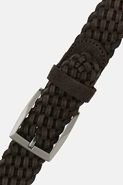 Woven Suede Belt, Dark brown, hi-res