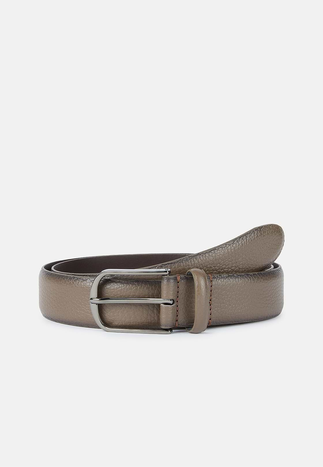 Tumbled Leather Belt, Brown, hi-res