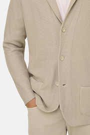 Single-Breasted Knitted Jacket in Mercerised Cotton, , thumb, 4