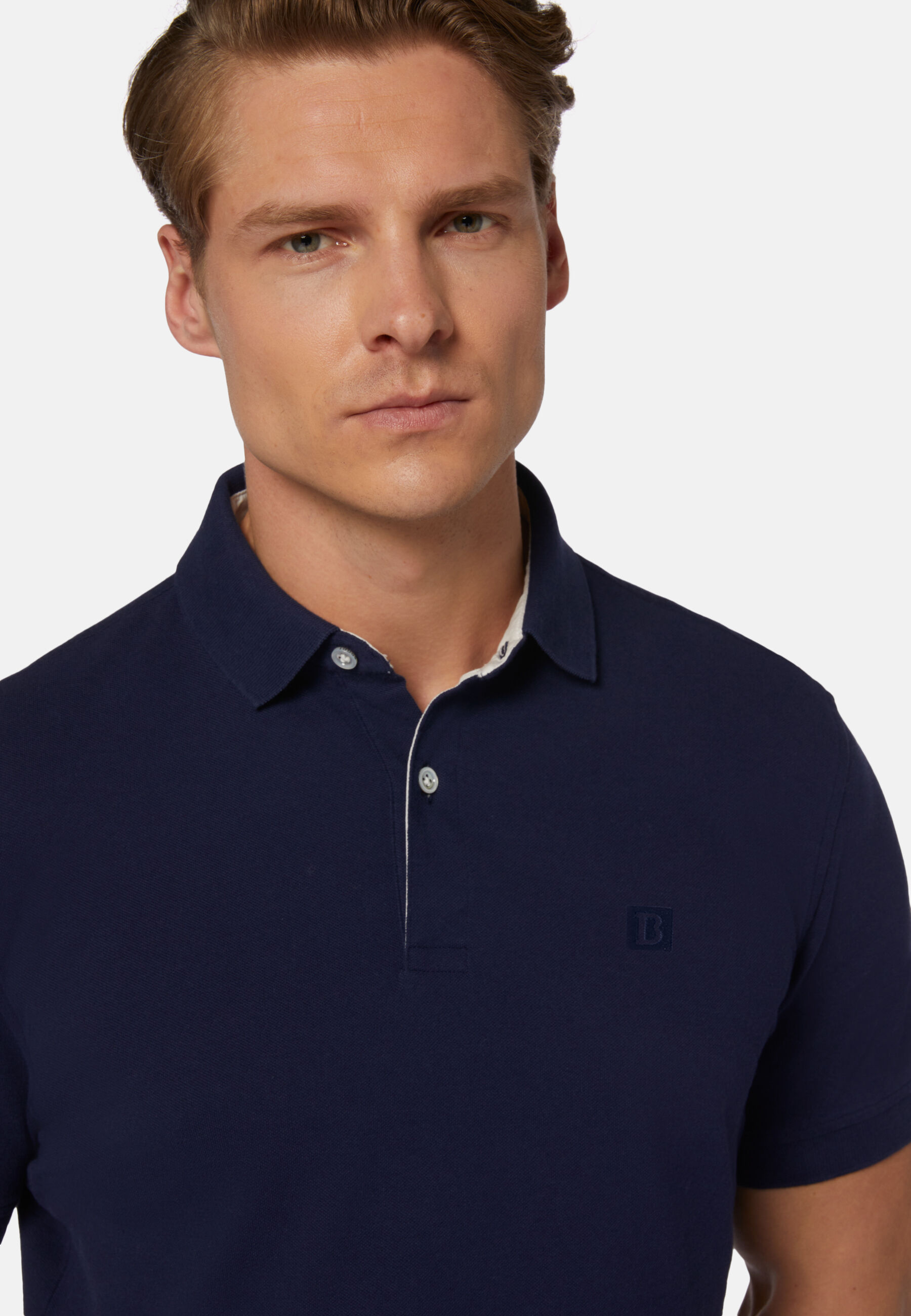 Polo In Piquè Di Cotone Regular Fit, Navy, hi-res