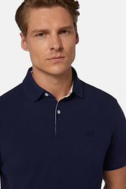 Regular Fit Cotton Pique Polo Shirt, Navy blue, hi-res