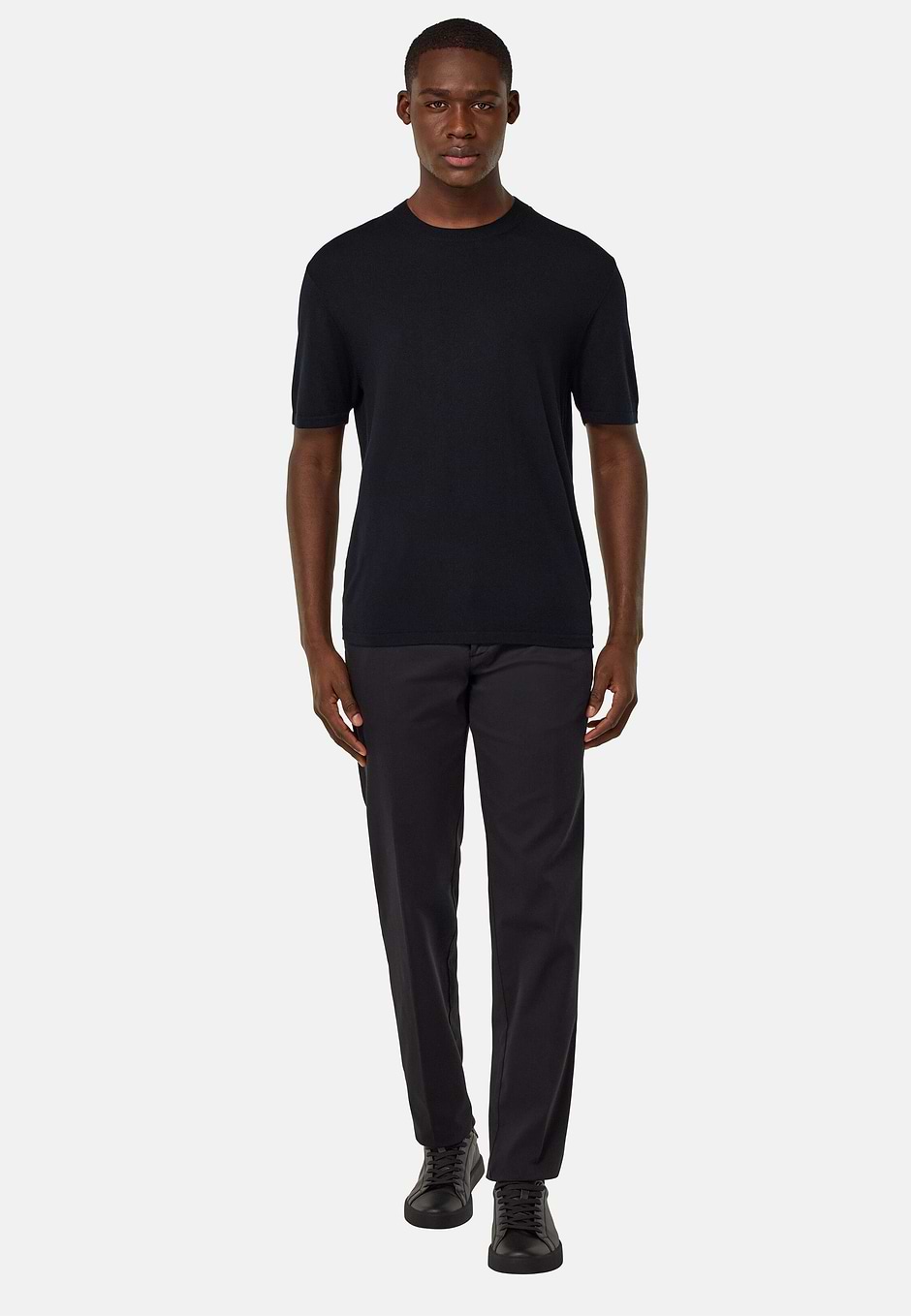 Knitted Merino Wool T-Shirt, Black, hi-res