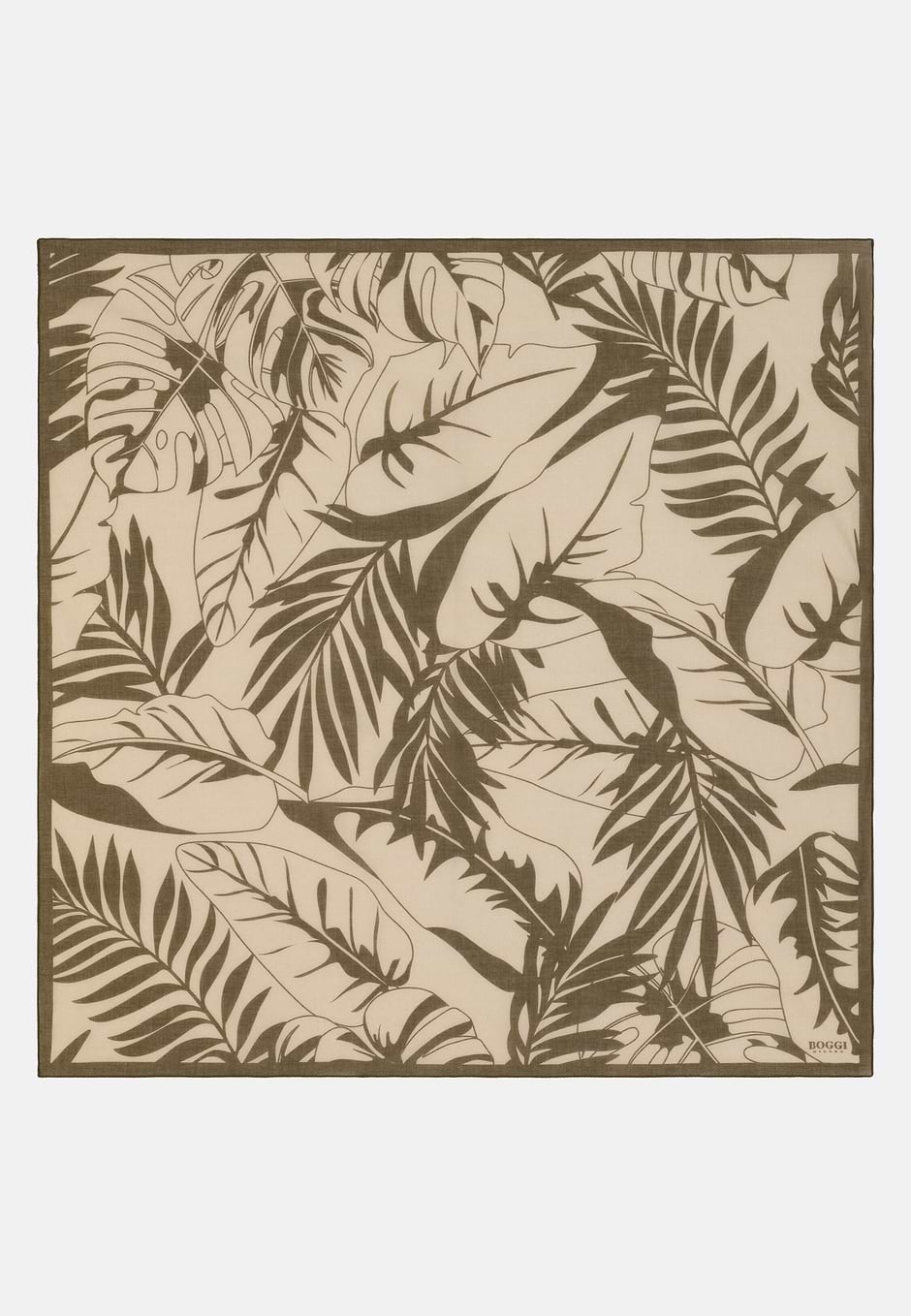 Pa&ntilde;uelo de Algod&oacute;n con Motivo de Hojas, Taupe, hi-res