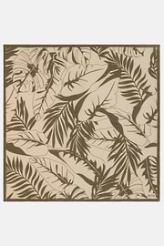 Leaf Print Cotton Bandana, Taupe, thumb, 1