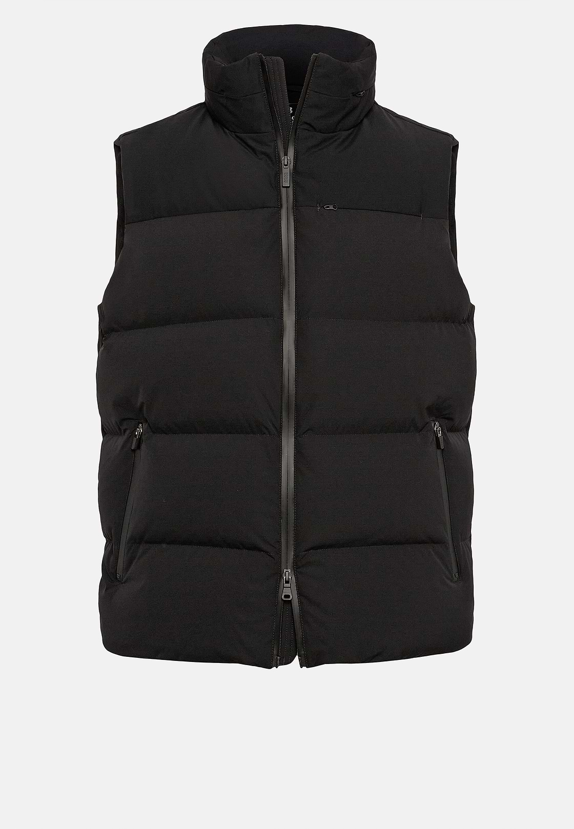 B Tech gilet van stretch nylon met ganzendons, Black, hi-res