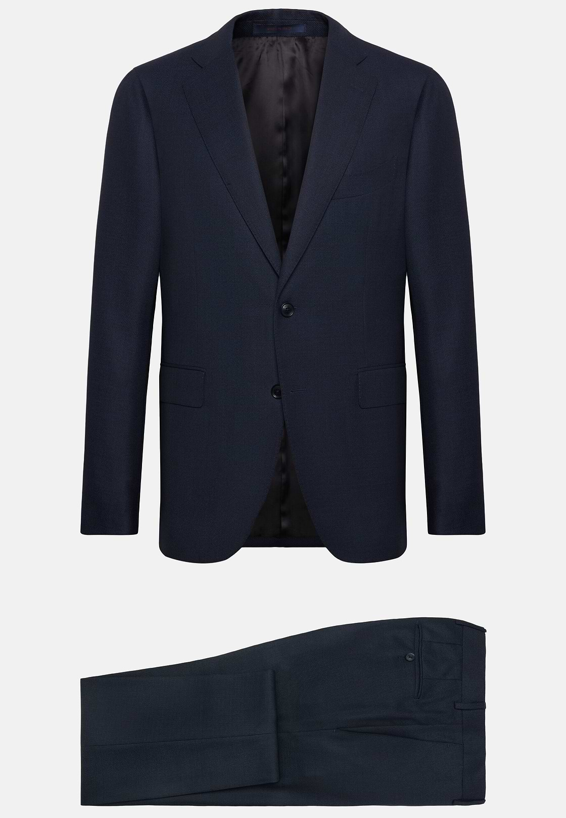 Blue Micro-Textured Suit In Super 130 Wool, Navy blue, hi-res