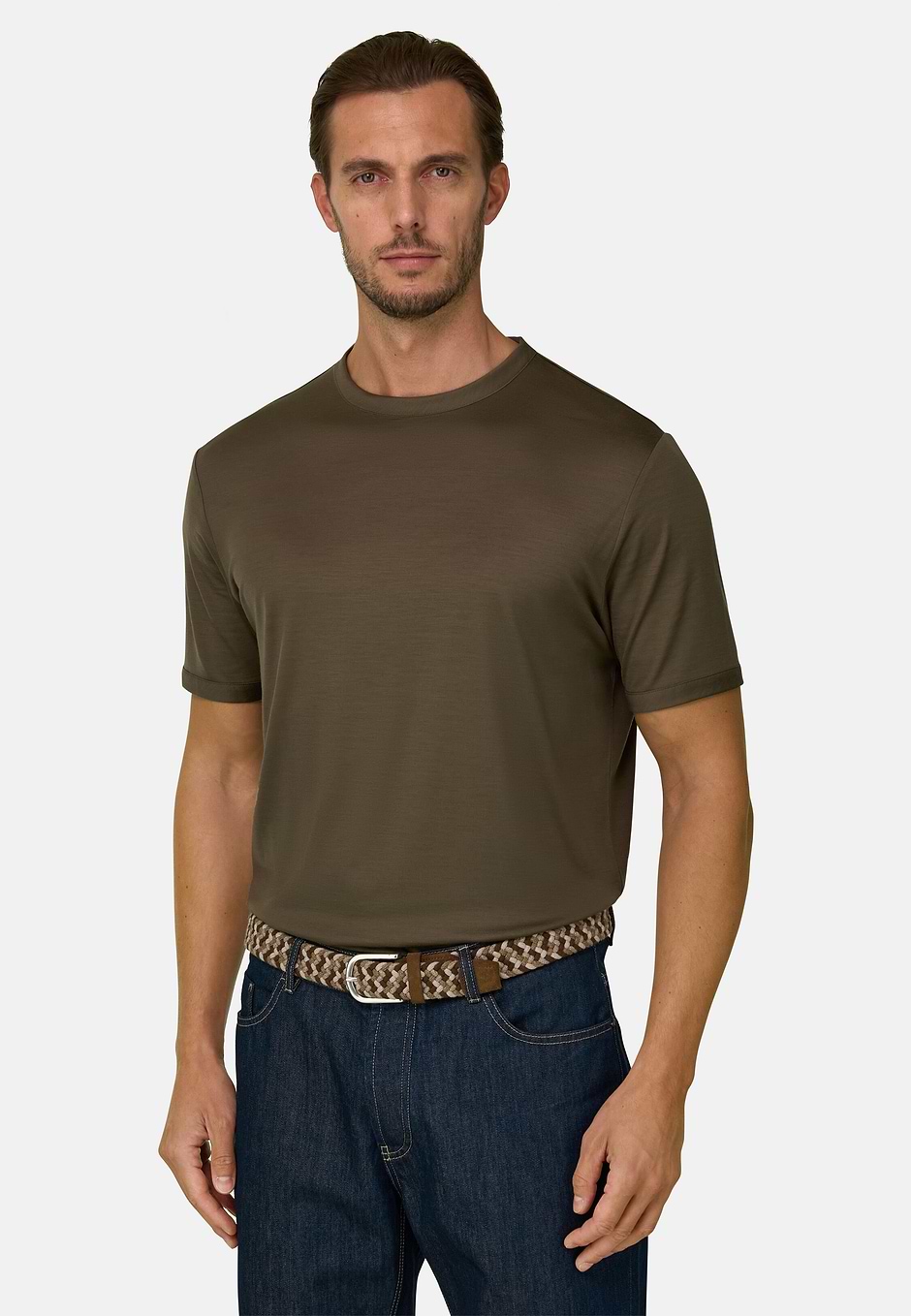 T-Shirt aus WOOLTECH-Jersey, Taupe, hi-res