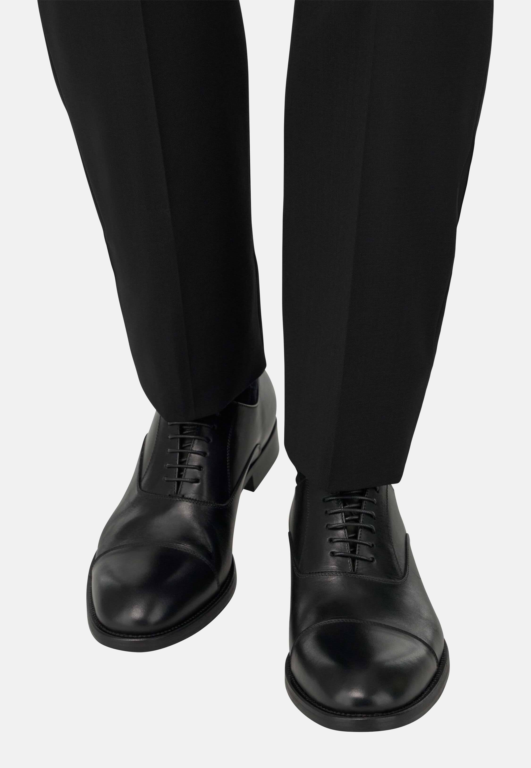 Men's Buffed Leather Oxford Shoes, Black | Boggi Milano