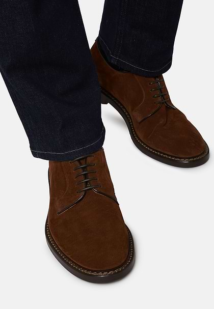 Suede Derby Shoes, Brown, hi-res